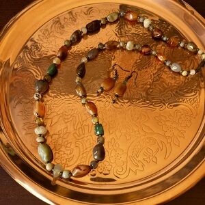 Stone Beaded Necklace and Earring Set